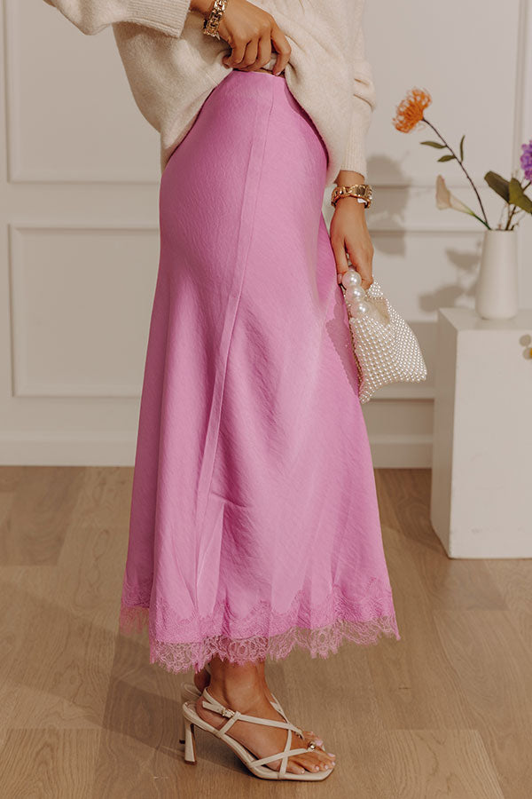 The Stacy High Waist Satin Midi Skirt Image - 4