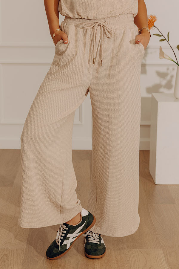 Travel Plans Chic High Waist Knit Pants in Oatmeal