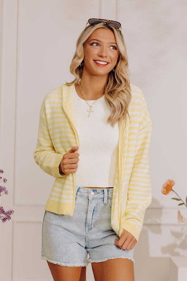 Sweet On Stripes Zip Up Sweater in Yellow Image - 5
