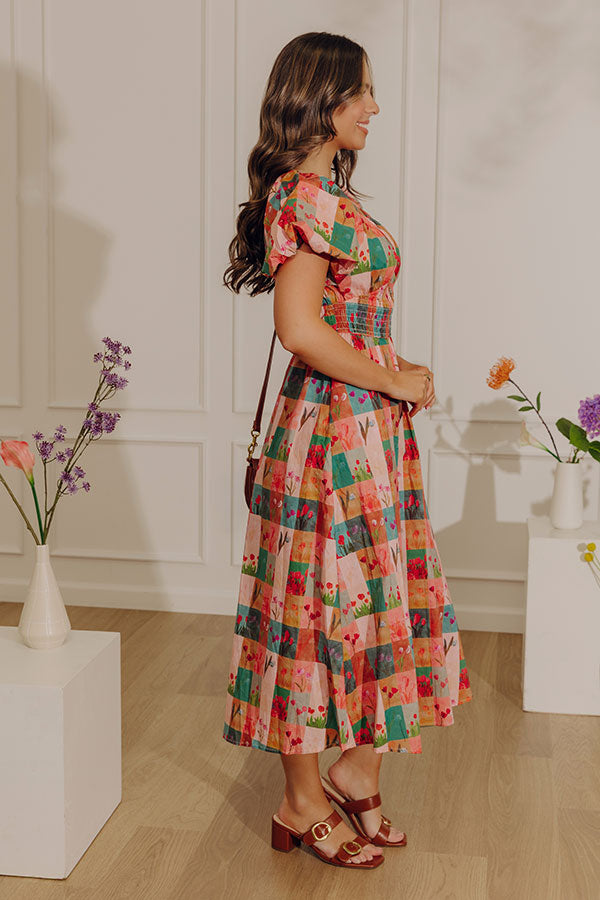 Tulip Meadows Plaid Midi Dress Image - 2