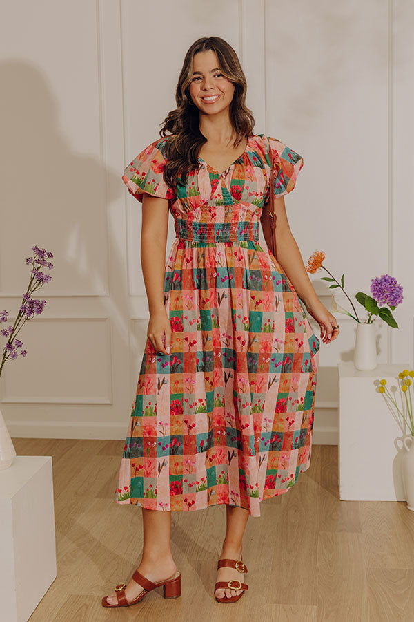 Tulip Meadows Plaid Midi Dress Image - 1