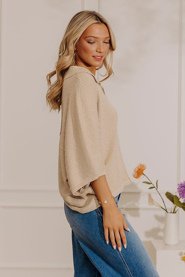Fresh Take Knit Top in Iced Latte Image - 2