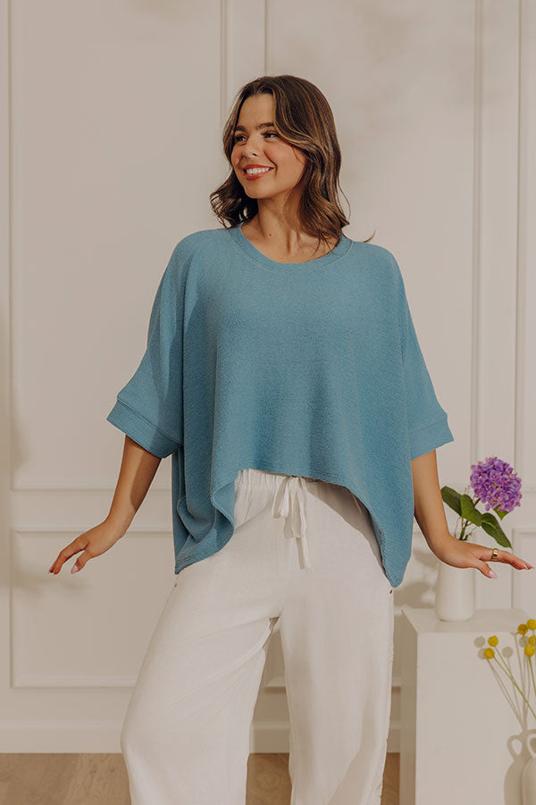 Casual Chic Cutie Oversized Knit Top in Blue Image - 2