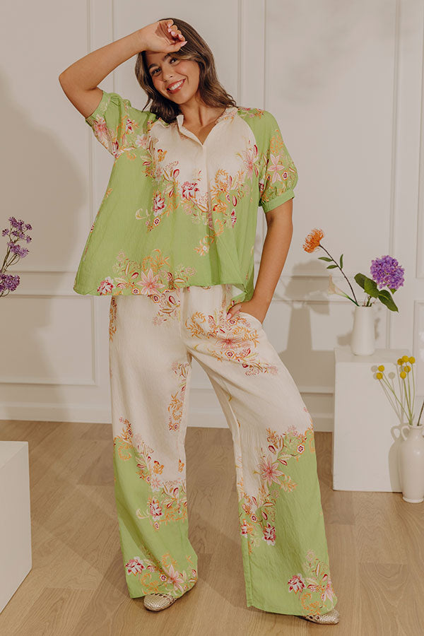 Tuscany Charm High Waist Floral Pants