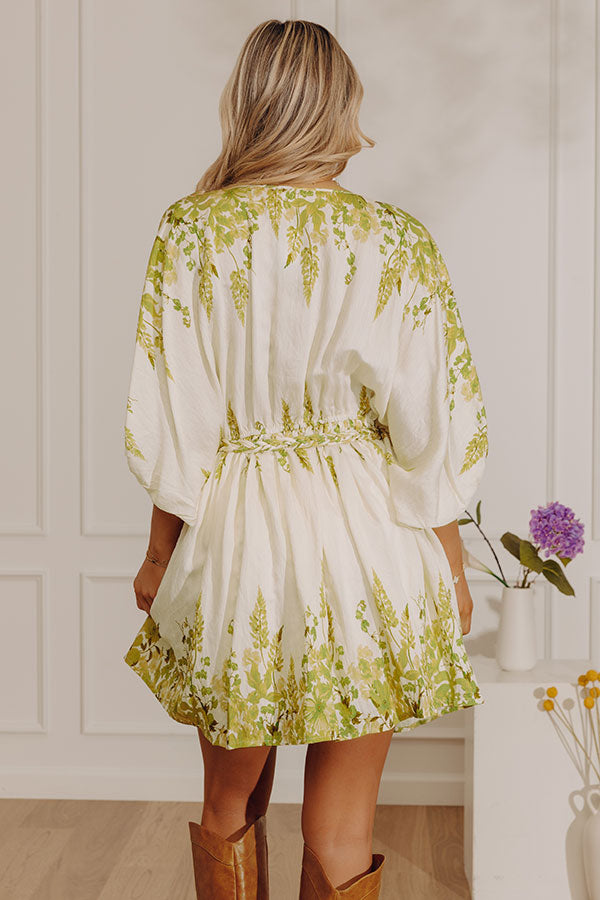 Tuscany Villa Floral Mini Dress in Lime Image - 4