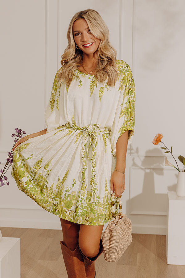 Tuscany Villa Floral Mini Dress in Lime Image - 1