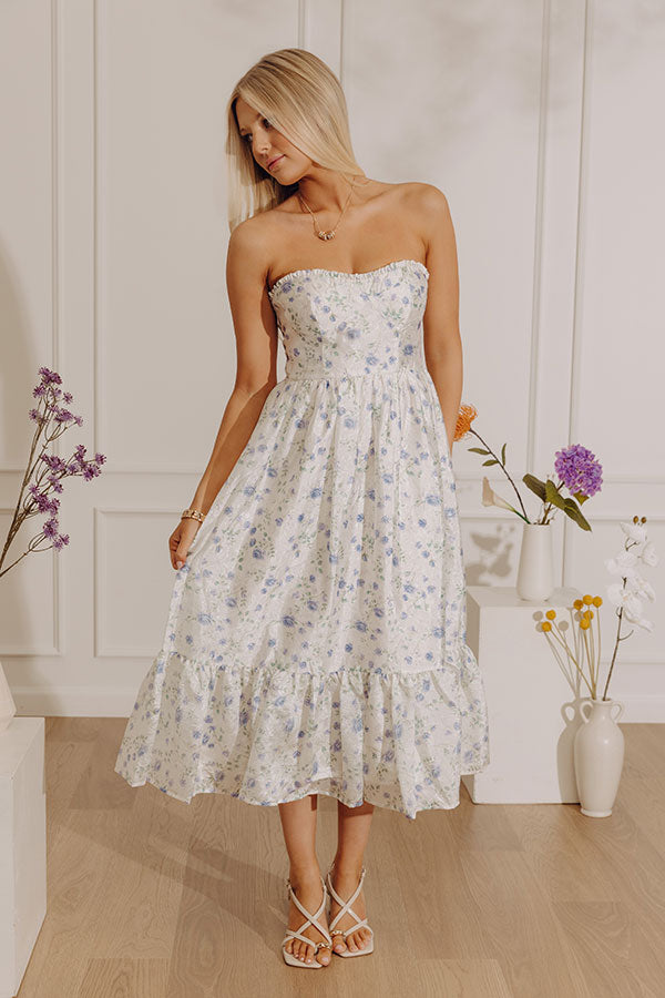 Veranda Elegance Floral Jacquard Midi Dress in Blue Image - 2