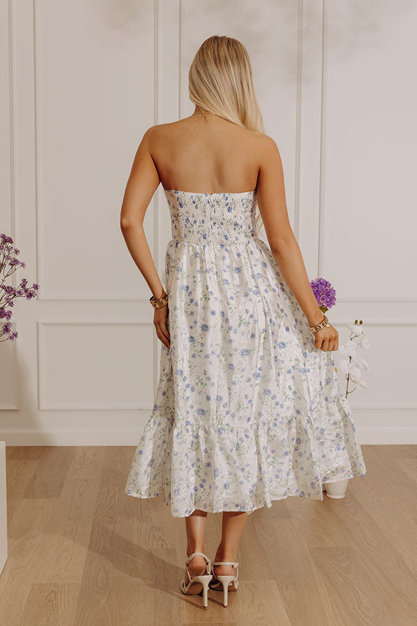 Veranda Elegance Floral Jacquard Midi Dress in Blue Image - 4