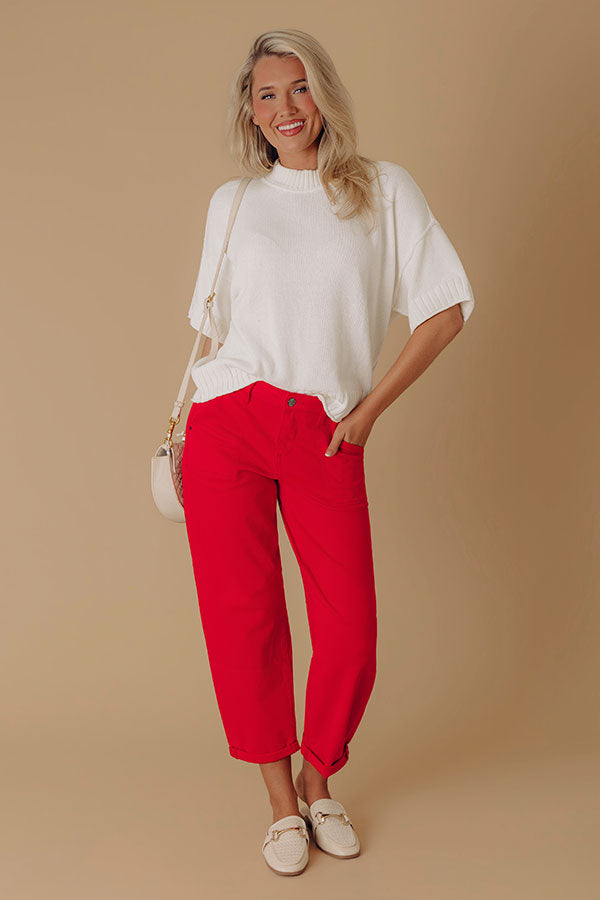 Weekend Smiles Knit Oversized Sweater Top in Ivory