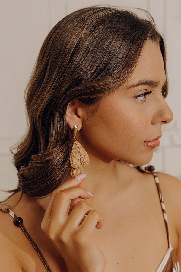 Sweet Glance Raffia Woven Earrings in Tan Image - 2