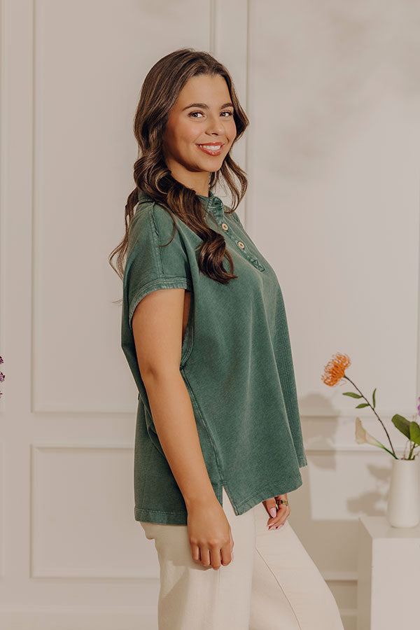 Downtown Ease Vintage Wash Tee in Hunter Green Image - 2