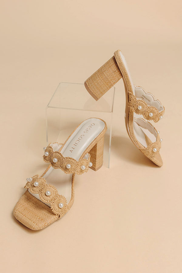 The Helena Raffia Woven Block Heel Image - 2