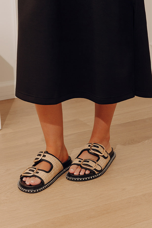 The Daytona Raffia Woven Sandal in Black