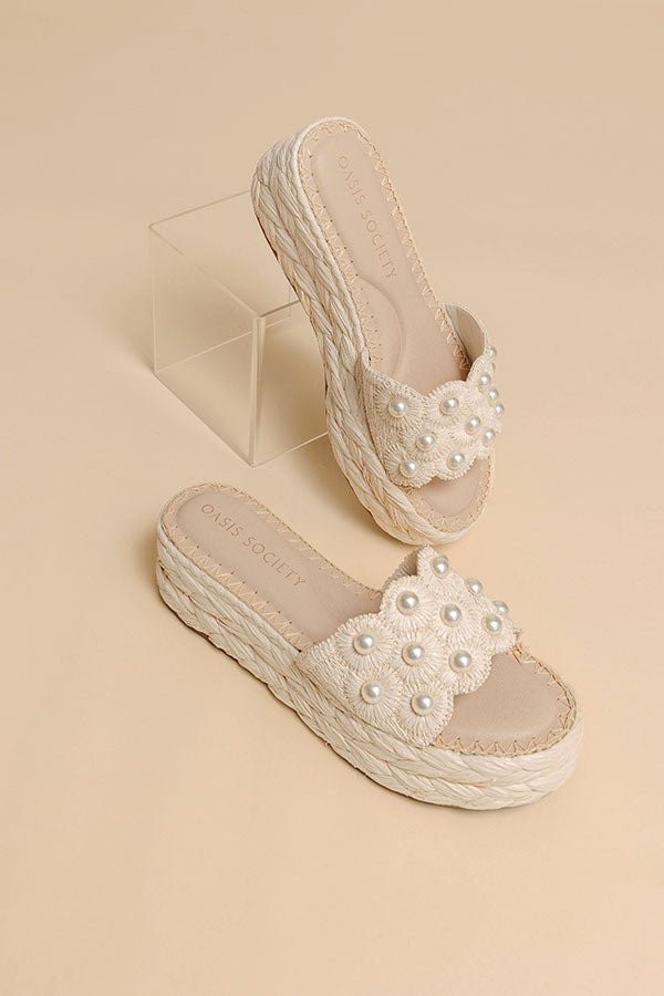 The Candice Raffia Woven Platform Sandal in Ivory Image - 2
