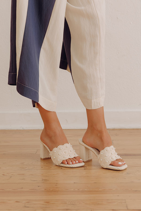 The Holland Pearl Embellished Raffia Heel Image - 1