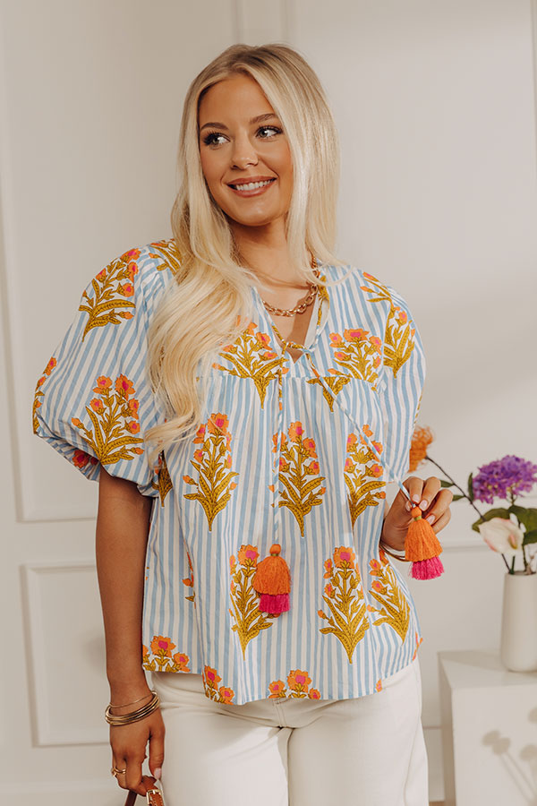 Coastal Blossom Stripe Top Image - 2