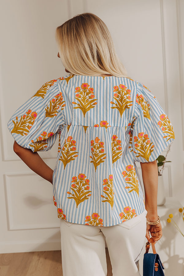 Coastal Blossom Stripe Top Image - 5