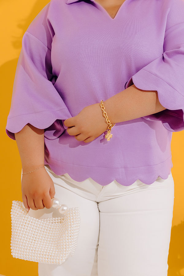 Classic Ambition Scalloped Top in Lavender Curves Image - 3