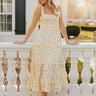 Prairie Bloom Floral Tiered Midi Dress in Yellow Image - 1
