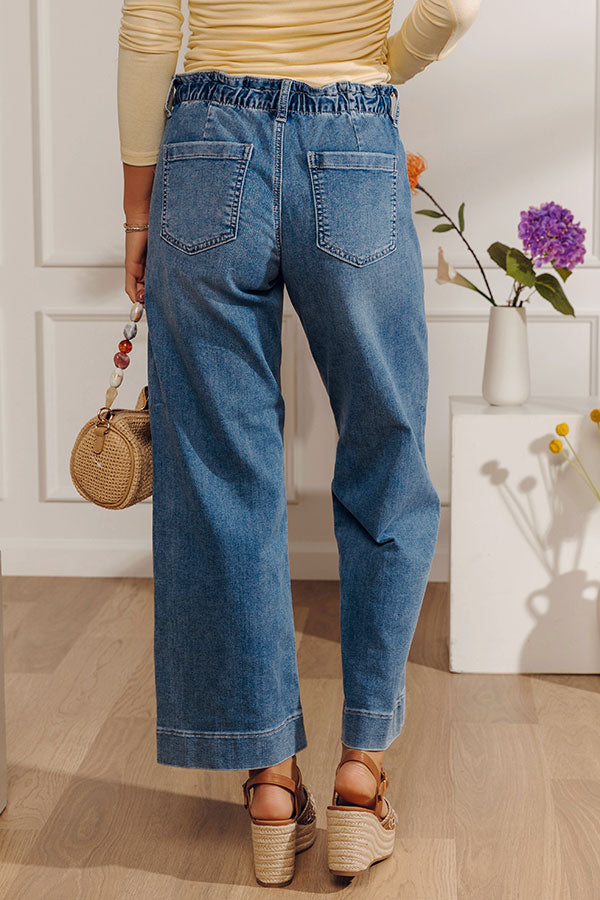 JUST USA Cora Midrise Drawstring Wide Leg Jean Image - 5