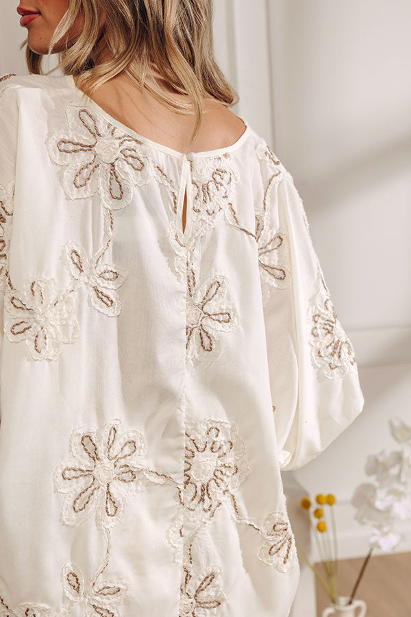 Sweet Daydream Floral Embroidered Top in Cream Image - 5