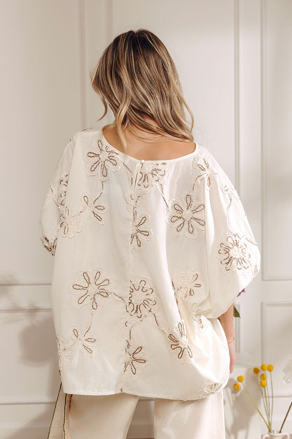 Sweet Daydream Floral Embroidered Top in Cream Image - 4