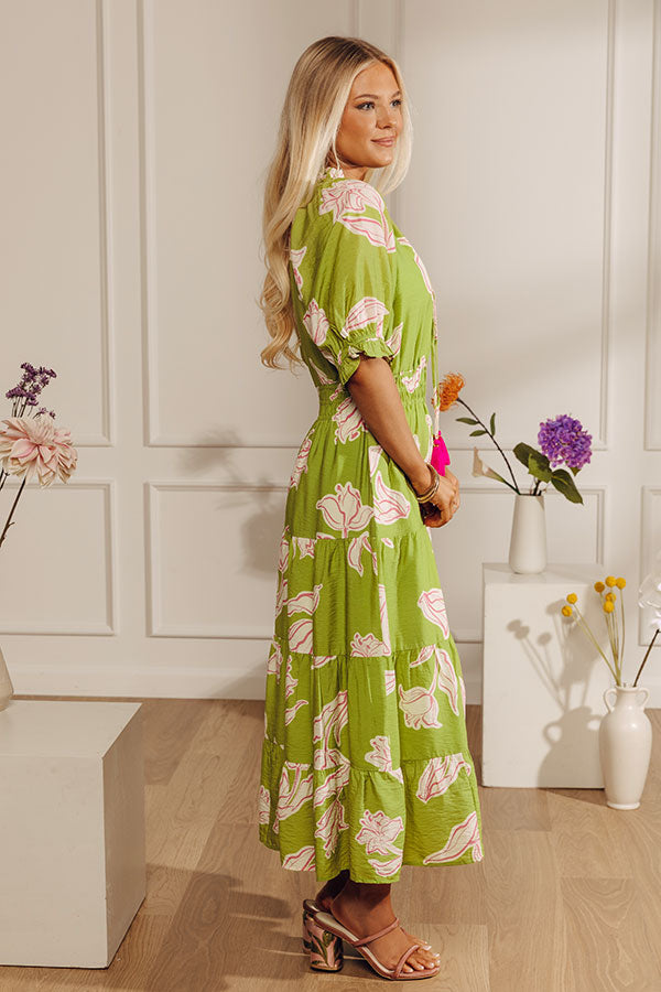 Bright Side Getaway Floral Midi Dress Image - 3