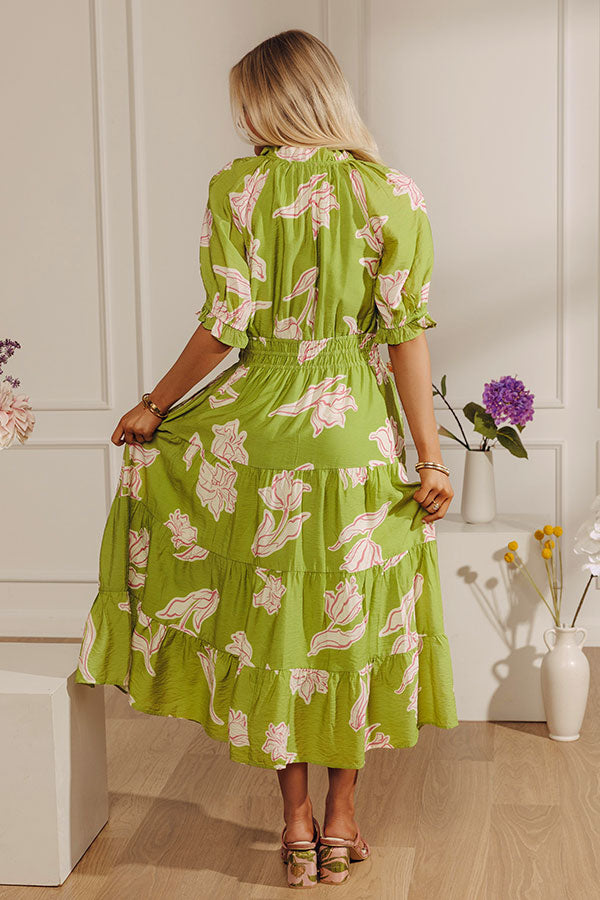 Bright Side Getaway Floral Midi Dress Image - 4