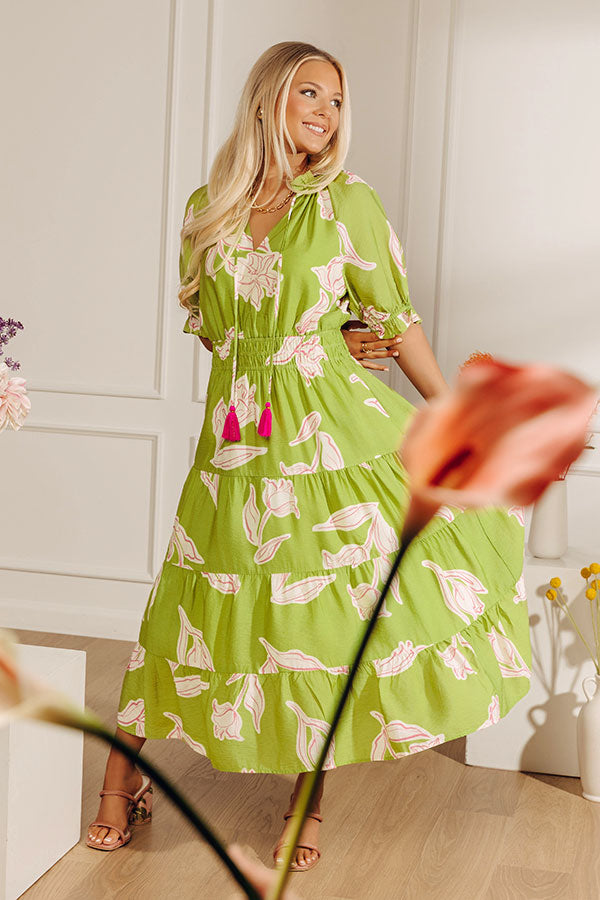Bright Side Getaway Floral Midi Dress Image - 1