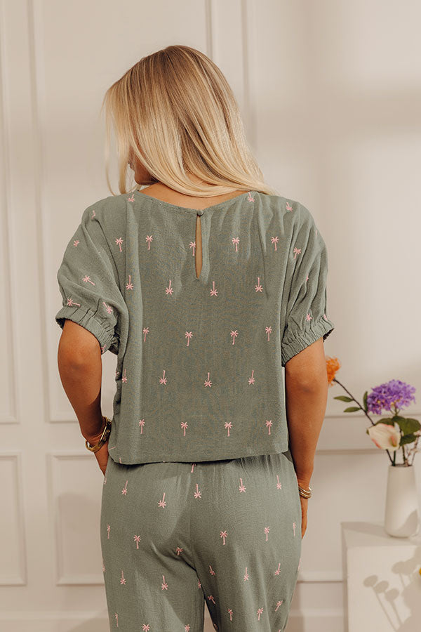 Palm Tree Paradise Embroidered Dolman Top Image - 3