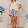 The Stacy High Waist Stripe Cargo Shorts in Dark Wash Image - 1