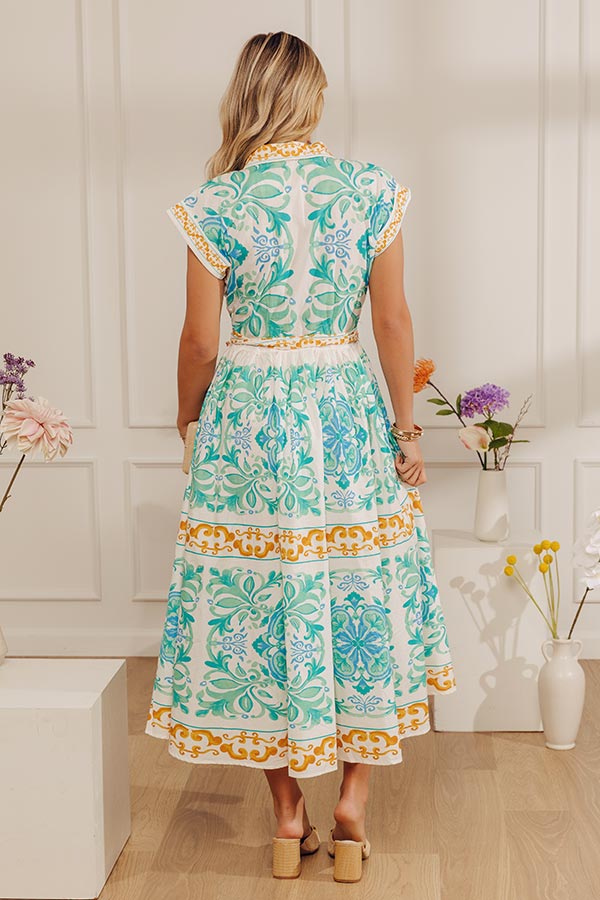 Trip To Crete Floral Button Down Midi Dress Image - 4