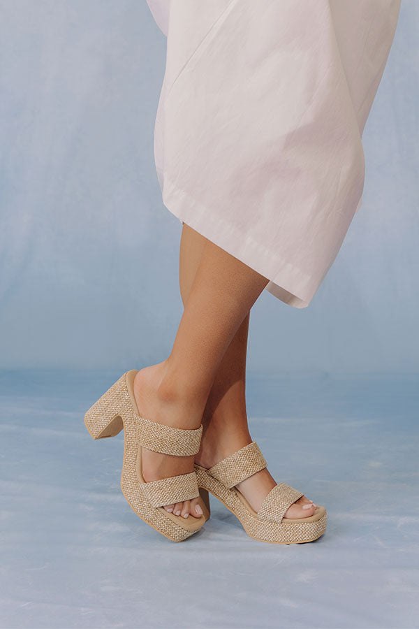 Gem Woven Platform Heel in Beige