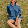 Casual Cutie Chambray Oversized Button Up Top Image - 1