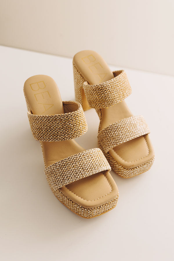 Gem Raffia Woven Platform Heel in Natural Image - 2