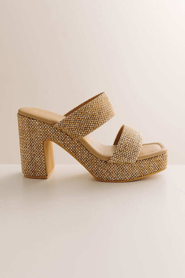 Gem Raffia Woven Platform Heel in Natural Image - 1