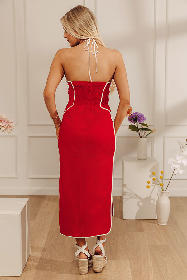 Kiss And Tell Linen-Blend Midi Dress Image - 4