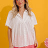 Easygoing Lifestyle Eyelet Button Up Top Image - 1