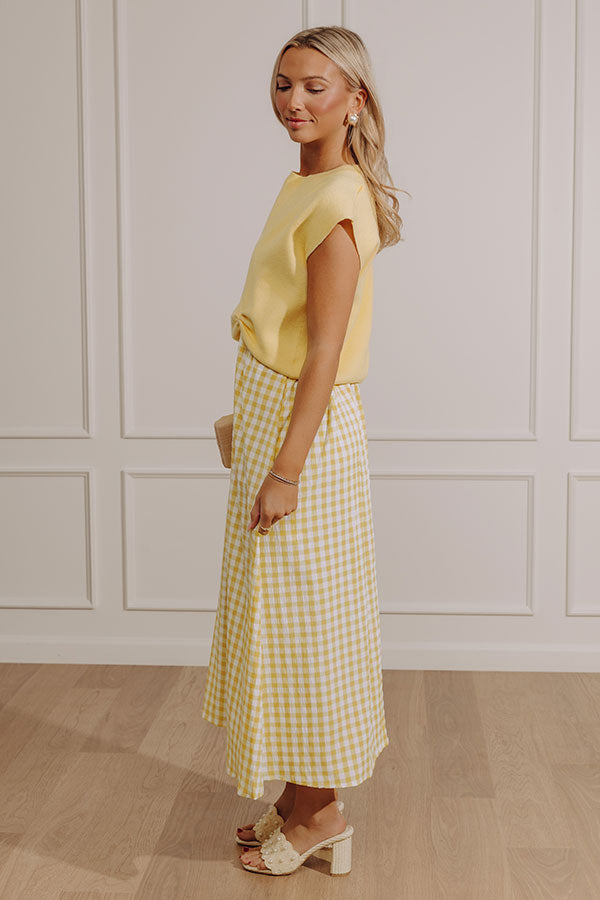 Countryside Chic Two Piece Gingham Midi Dress in Yellow Image - 3