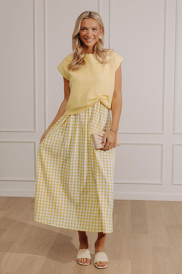 Countryside Chic Two Piece Gingham Midi Dress in Yellow Image - 1