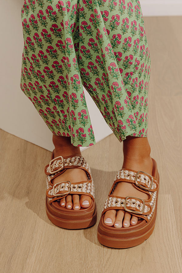 Word On The Street Woven Platform Sandal in Brown