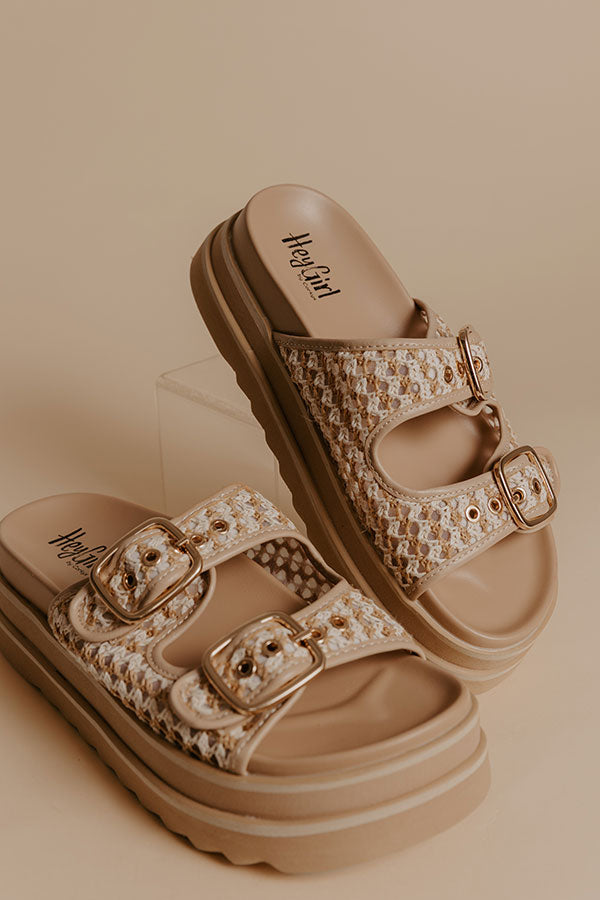 Word On The Street Woven Platform Sandal in Oatmeal