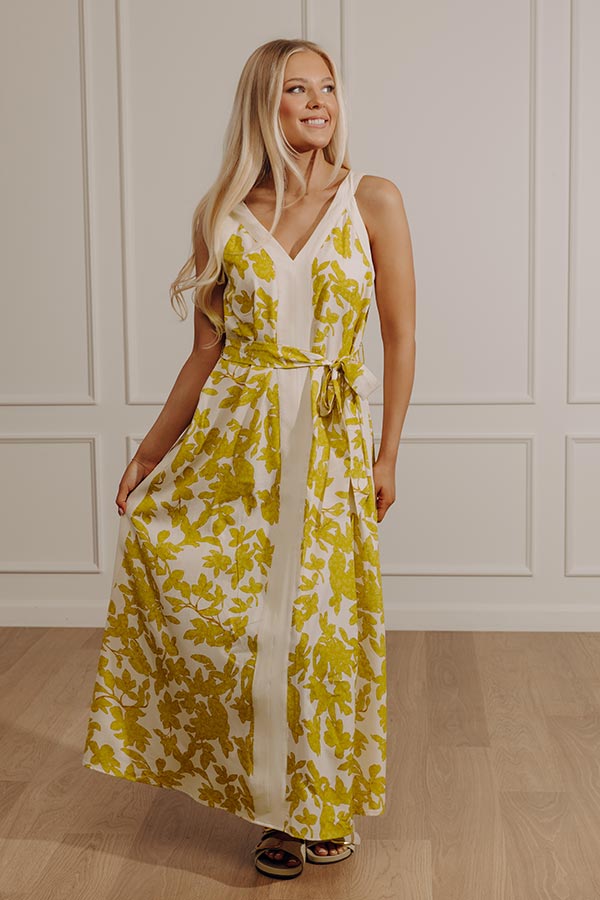 Vacay Bliss Floral Maxi Dress in Chartreuse Image - 1
