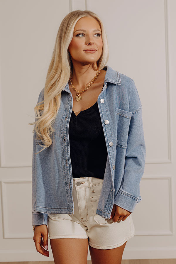 Always Easygoing Vintage Wash Terry Jacket in Light Wash Image - 3