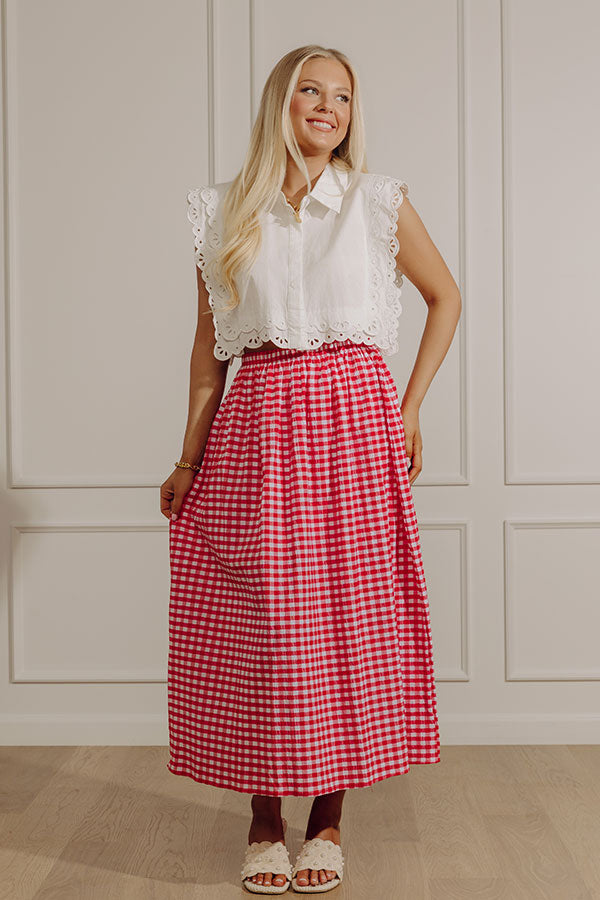 Picnic Crush High Waist Gingham Midi Skirt Image - 1