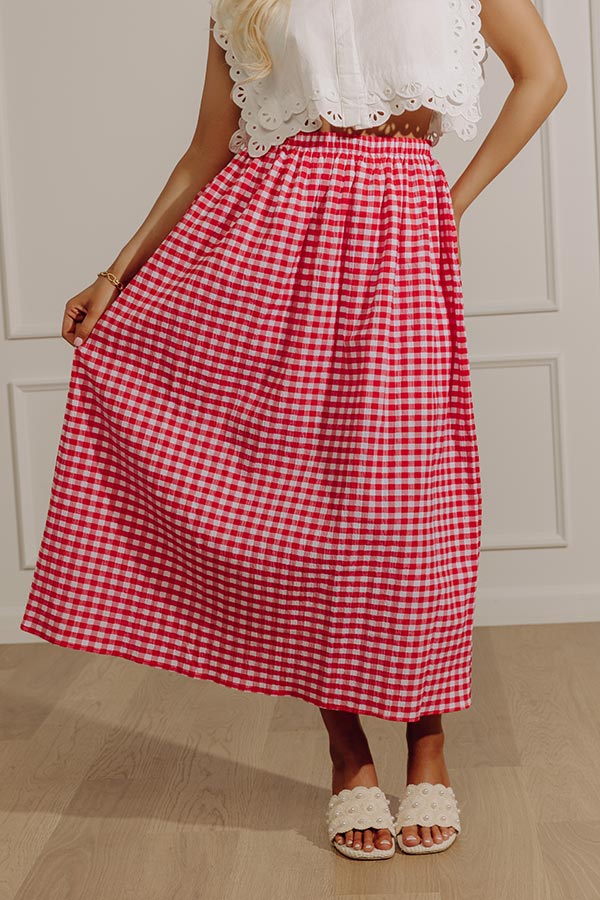 Picnic Crush High Waist Gingham Midi Skirt Image - 2