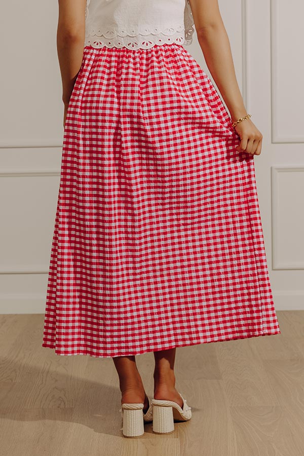 Picnic Crush High Waist Gingham Midi Skirt Image - 4