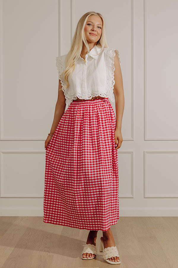 Picnic Crush High Waist Gingham Midi Skirt Image - 5