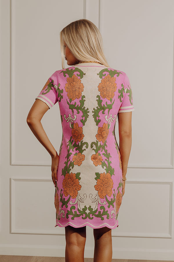 Love Me In Florals Knit Mini Dress Image - 4