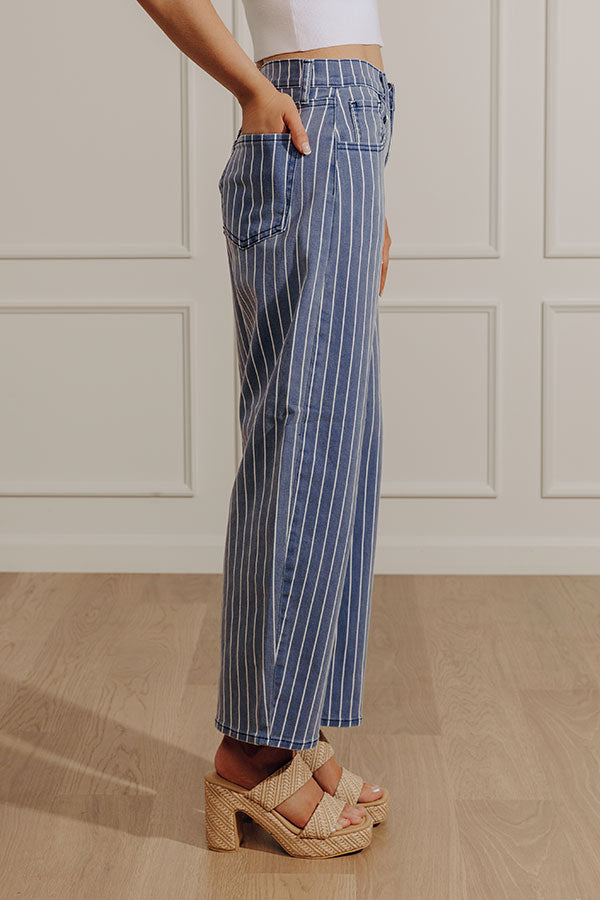 JUST USA Tobi Midrise Stripe Barrel Leg Jean Image - 3